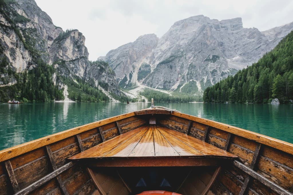 Scenic alpine lake travel destination