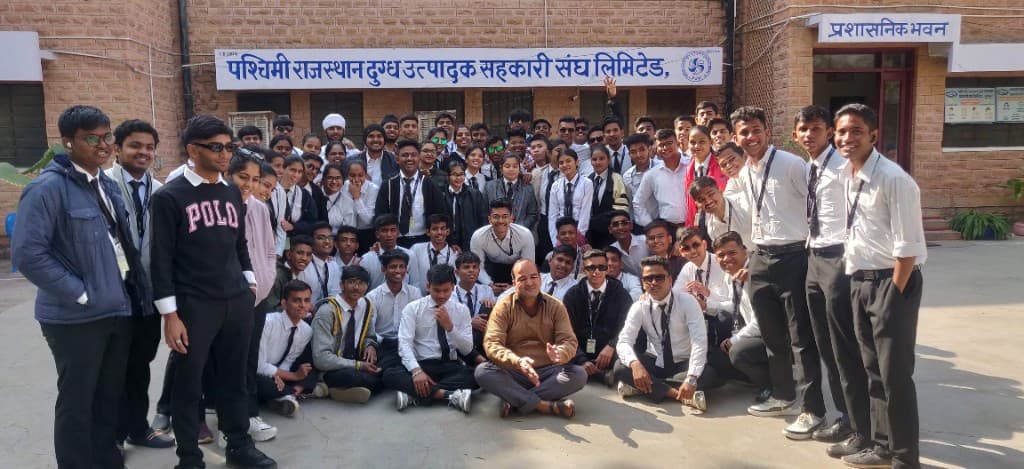 Student group at dairy cooperative industrial visit in Rajasthan