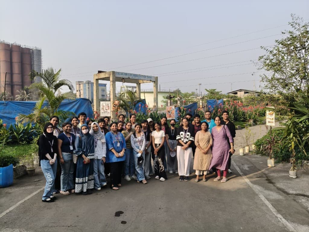 Industrial visit group at factory site